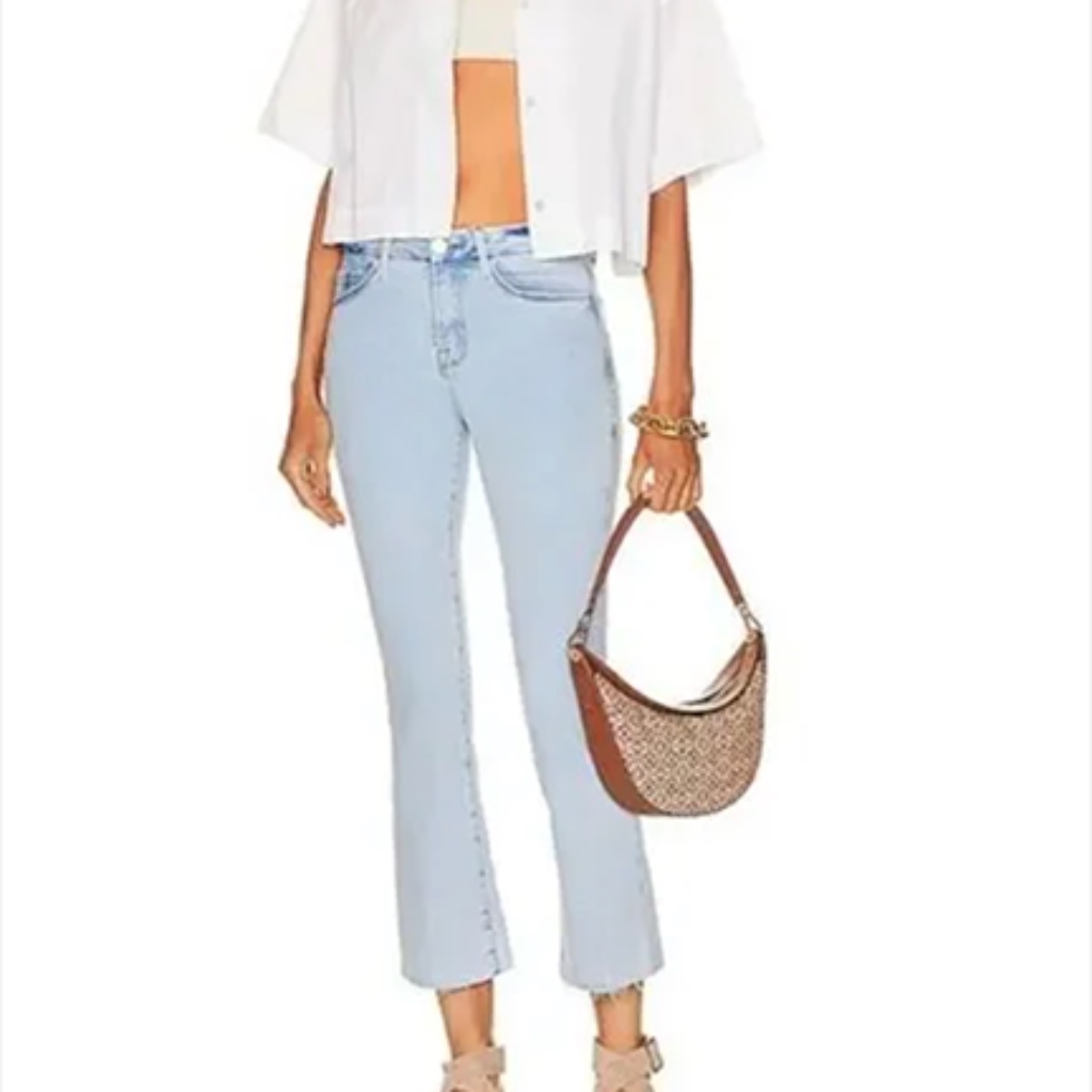 Frame Le Crop Mini Bootcut Atwood Raw Hem High Waisted Jean Light Wash Nwt 29